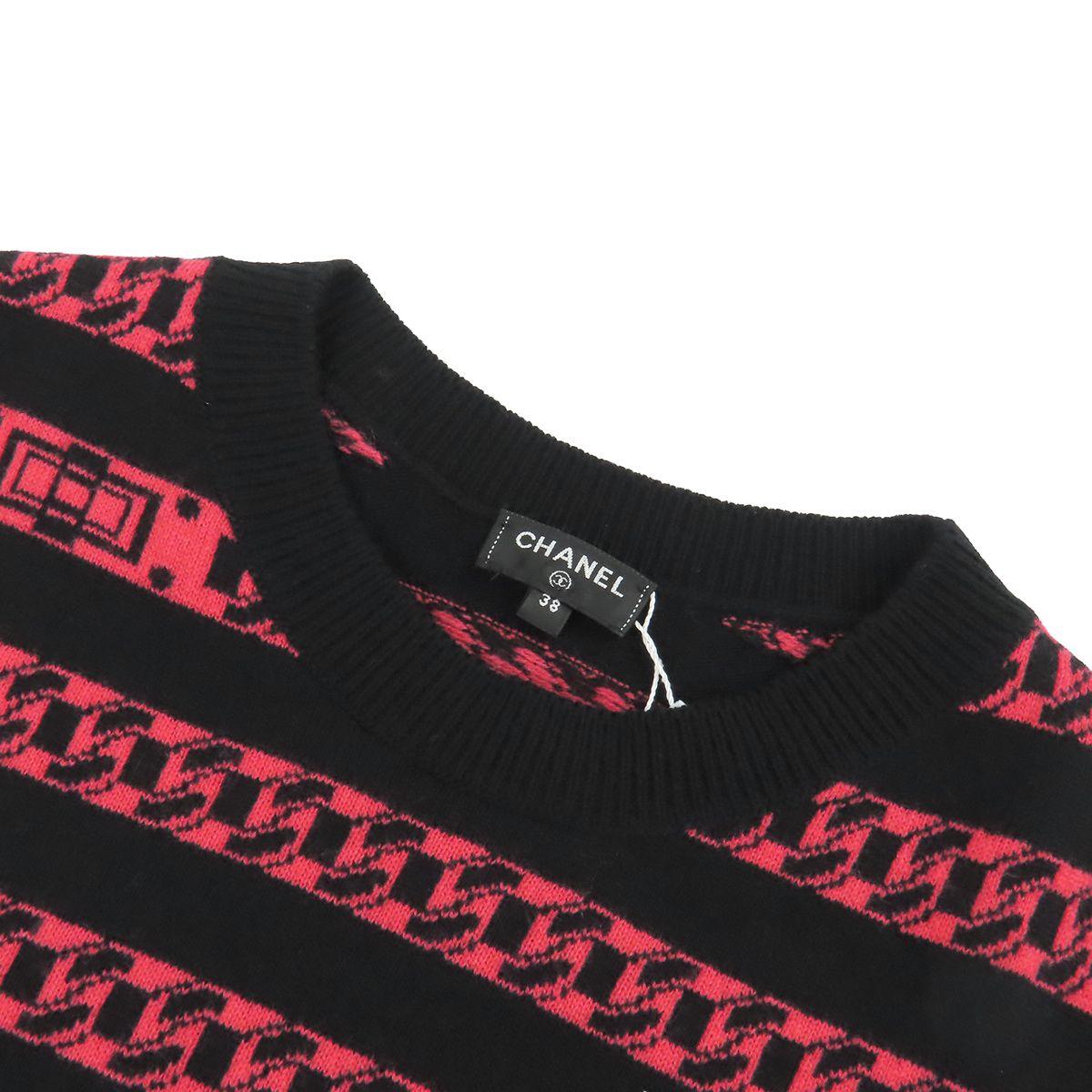 シャネル CHANEL 半袖 ニット P56112K07327 ブラック 黒xピンク