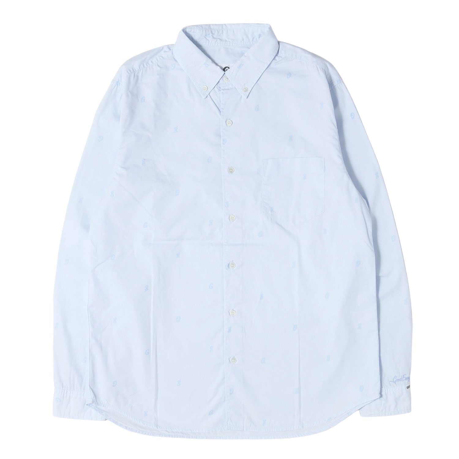 GOOD ENOUGH グッドイナフ シャツ サックス L Gロゴ総柄 ボタンダウン