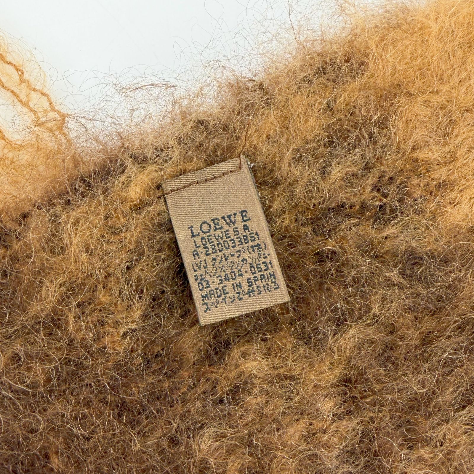 人気カラー✨️LOEWE モヘアウール アナグラム刺繍 マフラー フリンジ 中古】LOEWE ロエベ アナグラム刺繍 モヘア バイカラー フリンジ