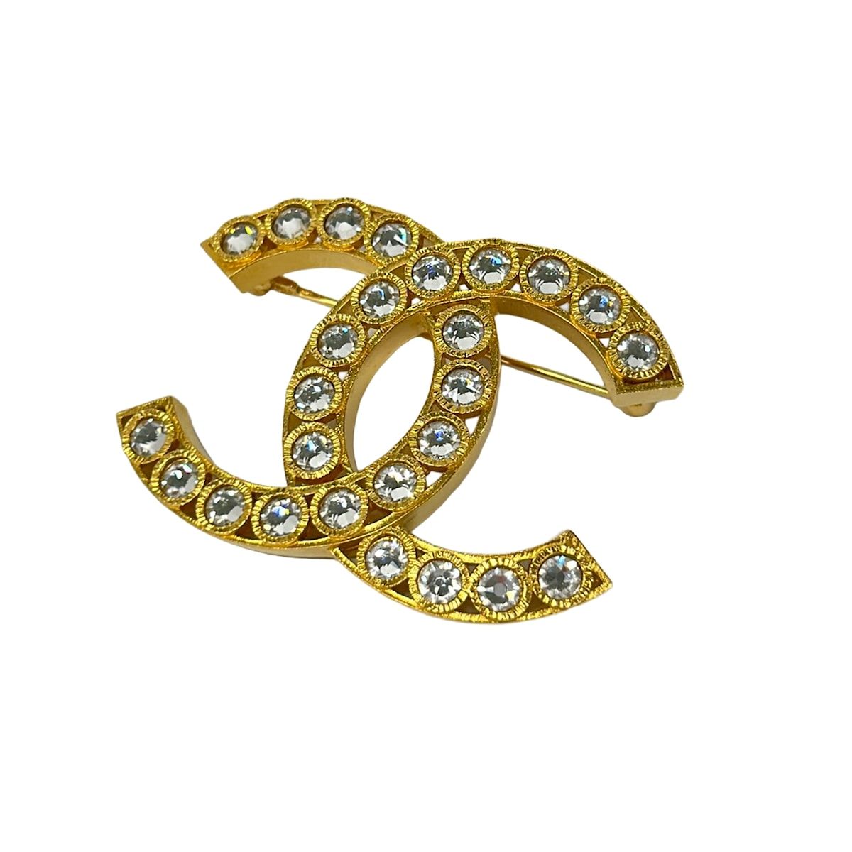 CHANEL(シャネル) ブローチ美品 クリア×ゴールド ココマーク - メルカリ