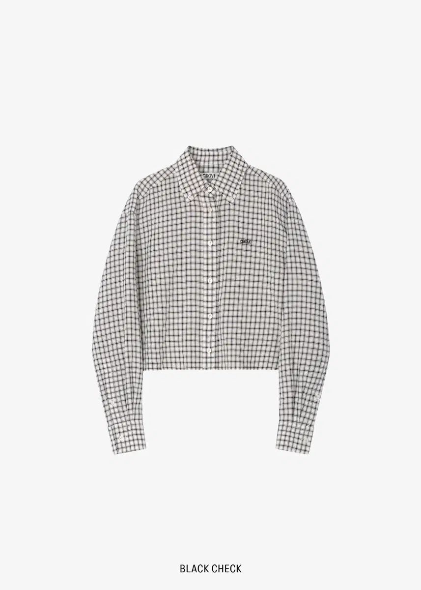 グローブ CHECK BILYN シャツ ブラック CHECK クロップド シャツ