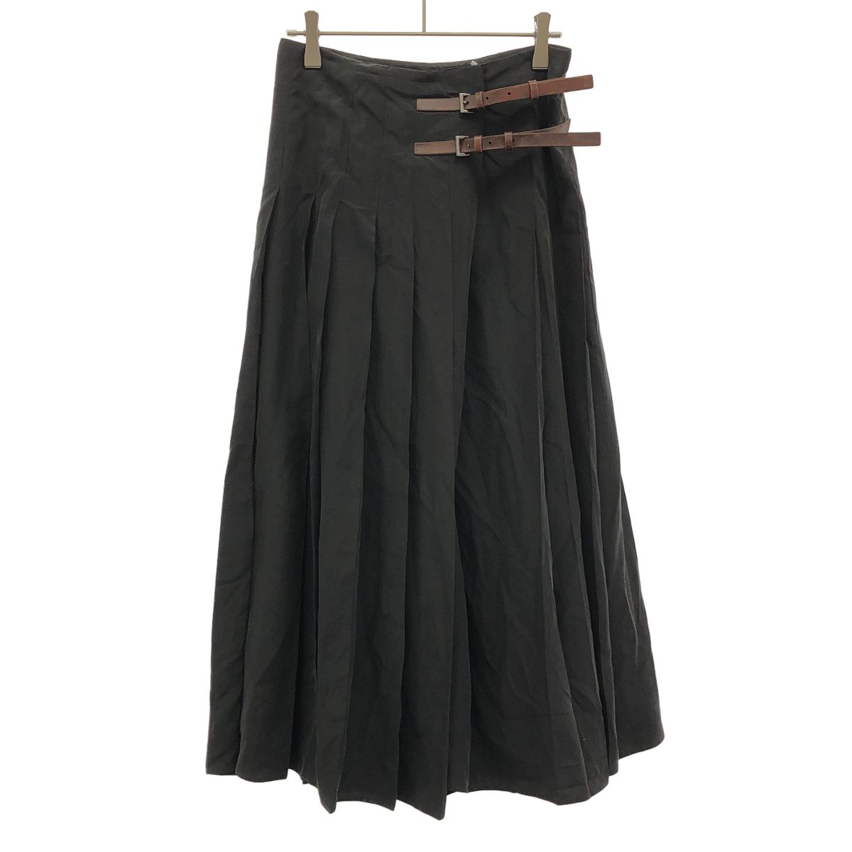 PRADA ラップスカート ブラック PRADA プラダ 26SS レザーベルテッドシルクラップスカート P193ZE