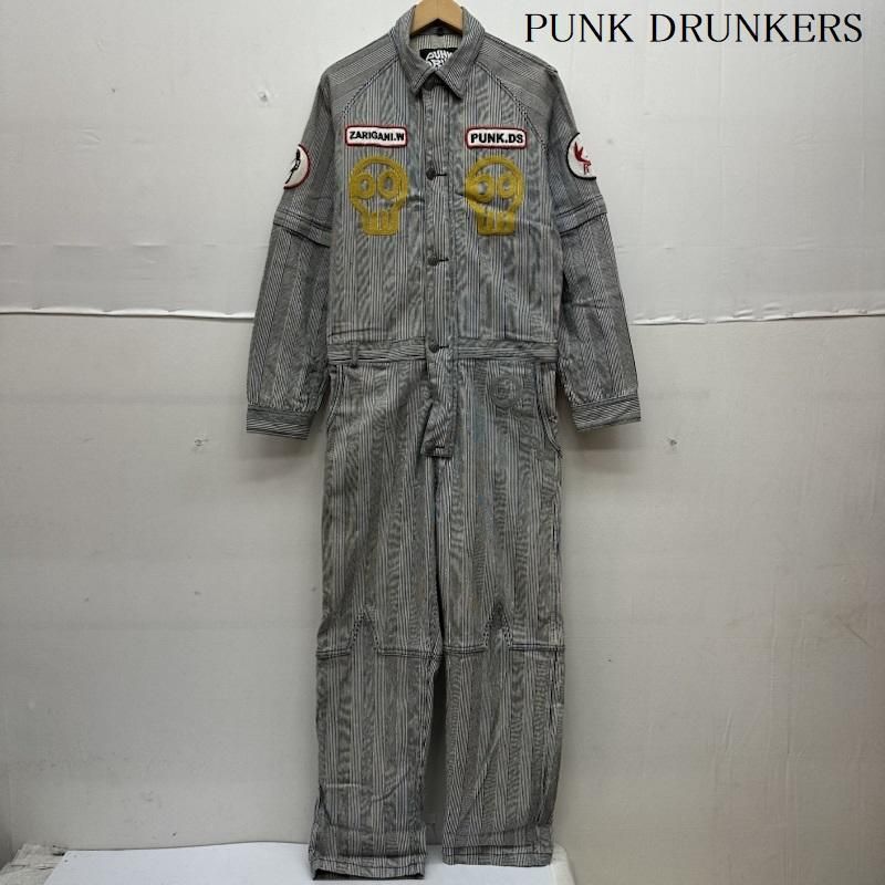 PUNK DRUNKERS ツナギ ザリガニワークス ツナギ デニム XL パンクドランカーズ ザリガニワークス ヒッコリー ストライプ