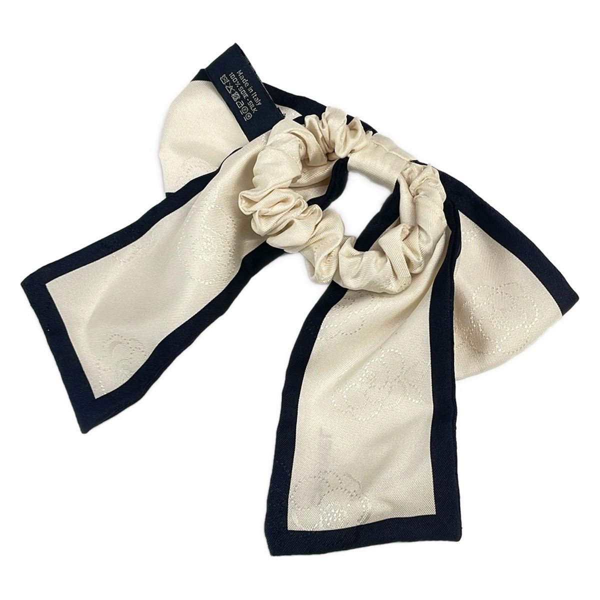 CHANEL(シャネル) シュシュ美品 - アイボリー×黒 リボン - メルカリ