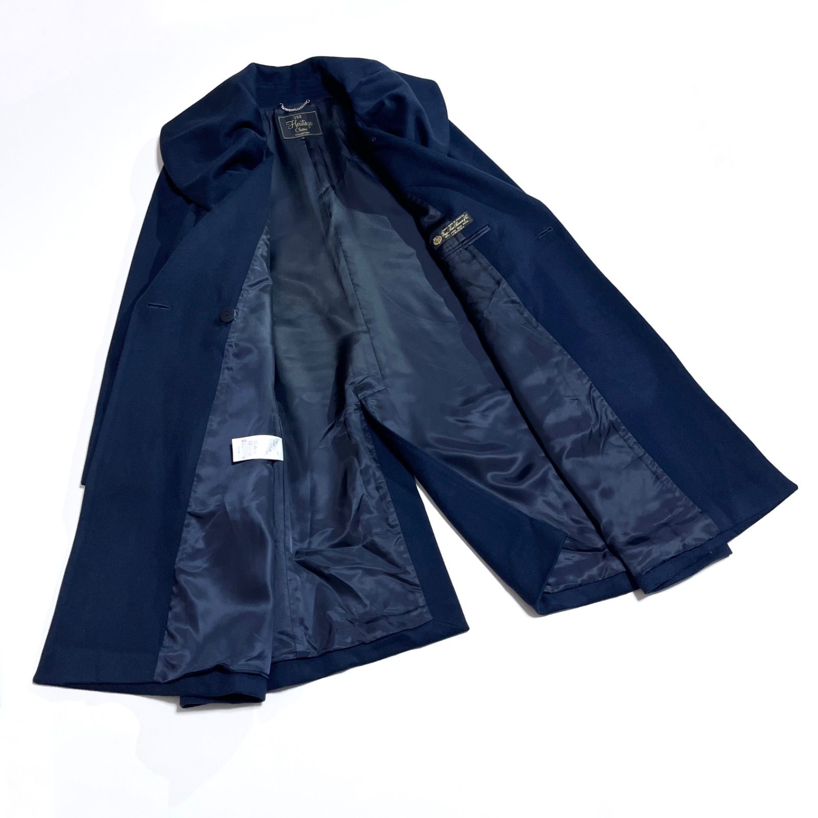 バランタイン コート ネイビー サイズ48 ロロピアーナ ウール&カシミヤ kP15 23区 Loro Piana 大きいサイズ 48 カシミヤ ショールカラーコート