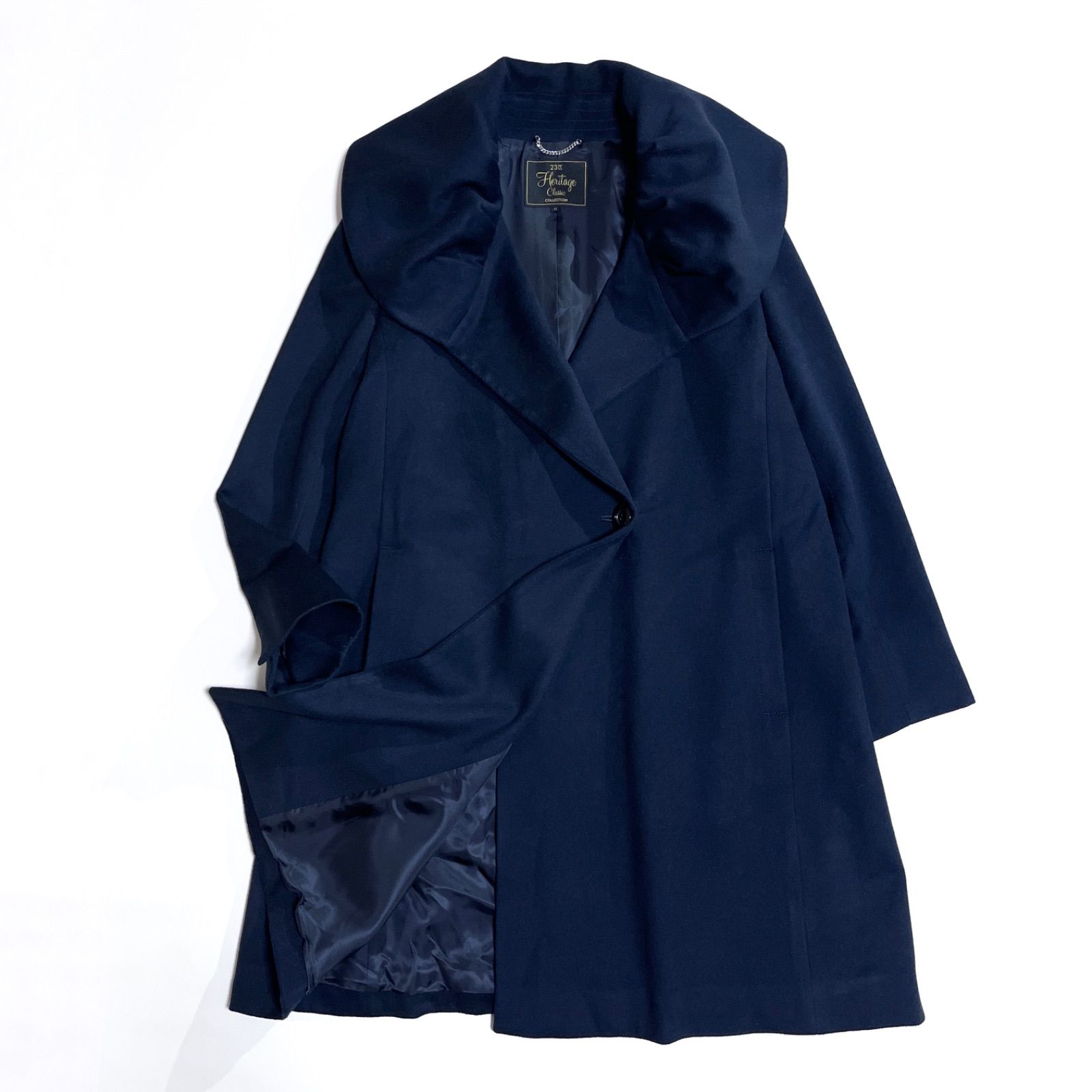 kP15 23区 Loro Piana 大きいサイズ 48 カシミヤ ショールカラーコート