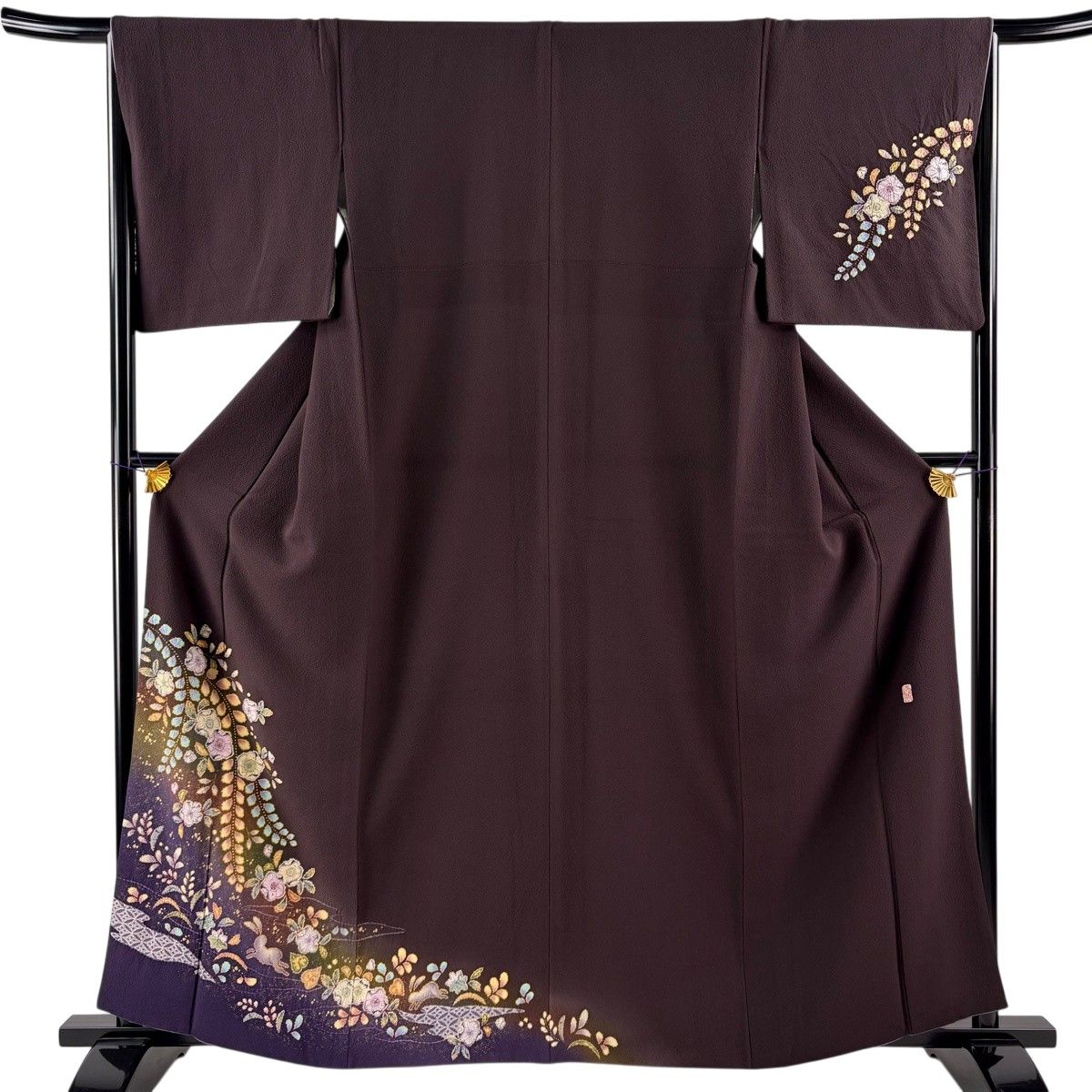 【美品】 付下げ 身丈161cm 裄丈65cm M 袷 翠山工房 やまと 落款 辻が花 うさぎ 金彩 ぼかし 茶紫 正絹 名品 【中古】 12,994円