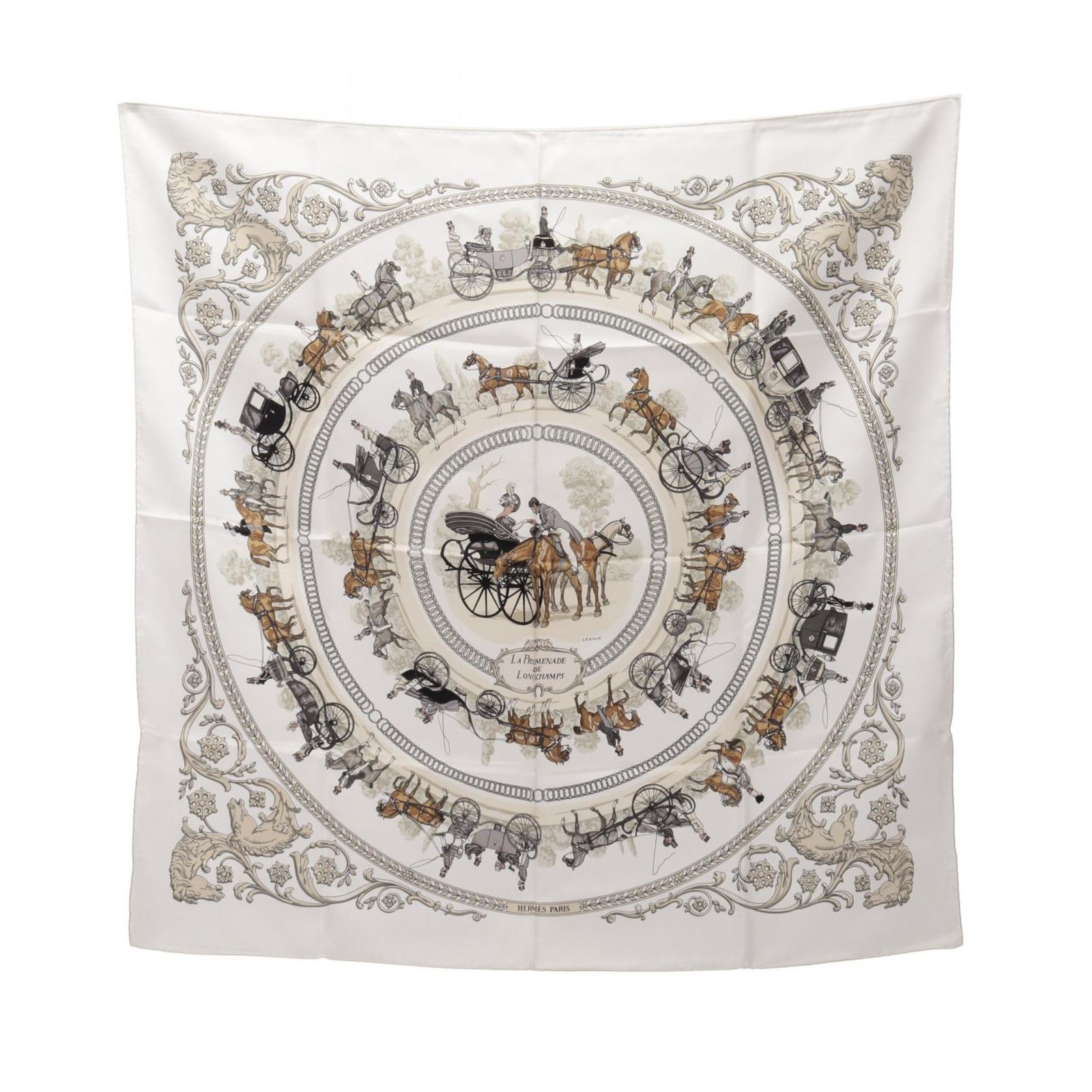 エルメス HERMES スカーフ カレ90 LA PROMENADE DE LONGCHAMPS シルク カレ90 レディース Used B 27,820円