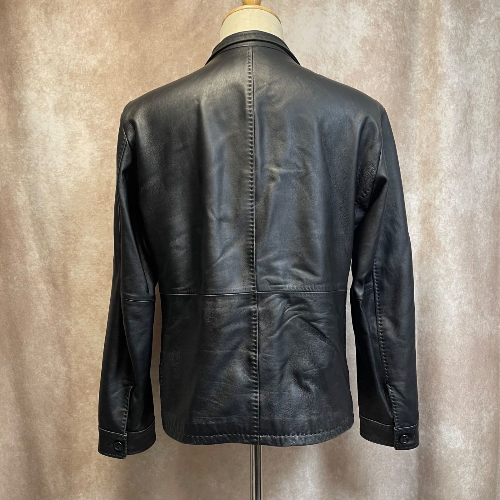 MEN'S BIGI メンズビギ 羊革 レザージャケット L ブラック シングル