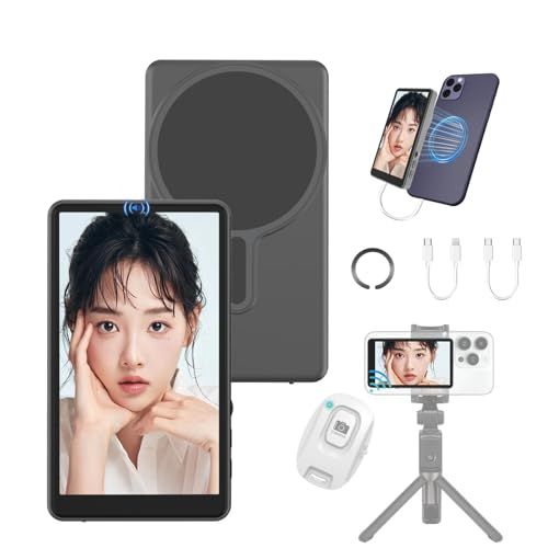 iPhone用自撮りモニター スピーカー付き磁気式スマホモニター Bluetoothリモコン付き ワイヤレス・有線軽量スマホ背面カメラモニター 自撮り/Vlog/ライブ配信/TikTok SNS撮影に最適 (グレー)mt 68022215 6,979円