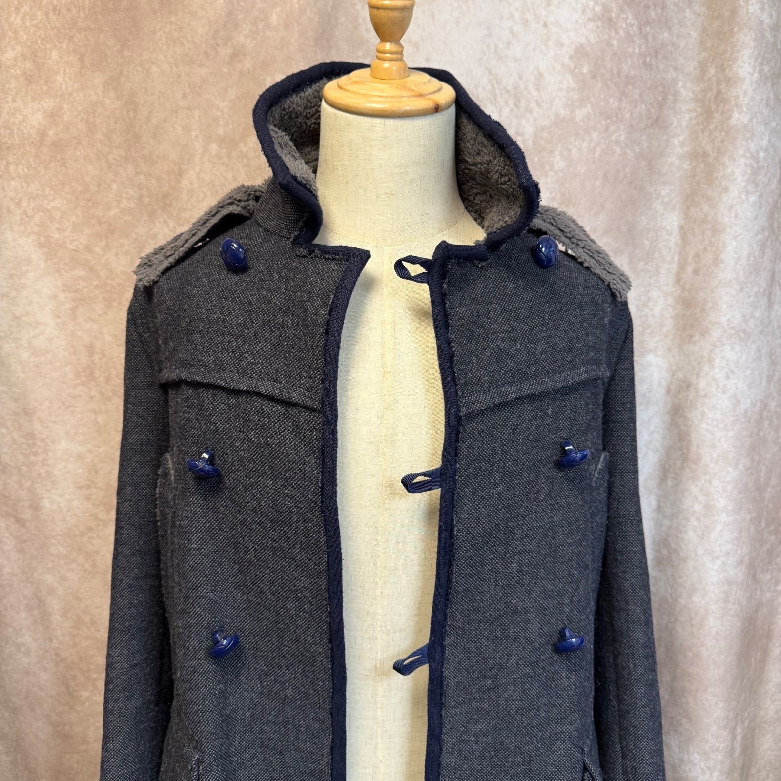sacai サカイ フード付き ボアダッフル ピーコート ネイビー サイズ1 S