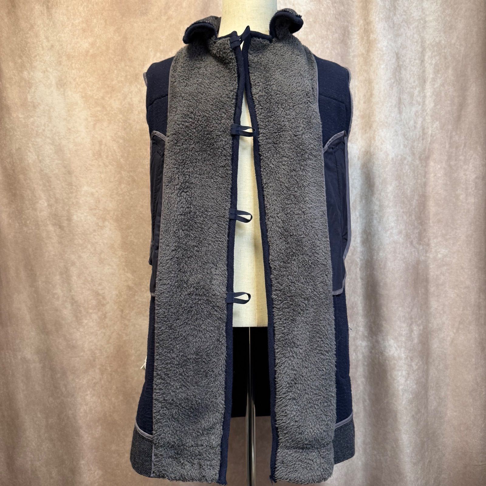 sacai サカイ フード付き ボアダッフル ピーコート ネイビー サイズ1 S sacai サカイ フード付き ボアダッフル ピーコート ネイビー サイズ1 S
