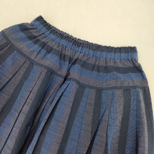 ヤンマ産業 会津木綿 はで縞 タックスカート ヤンマ産業/YAMMA コットン 会津木綿 タックスカート かつお縞 ロング
