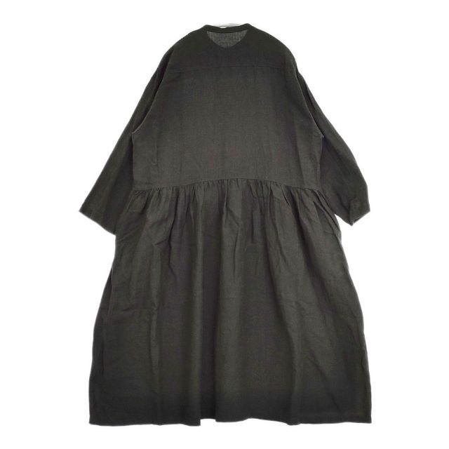 nest Robe リネン100% 半袖ワンピース ブラック nest Robe リネン近江晒切替シャツワンピース 01214-1145 プルオーバー