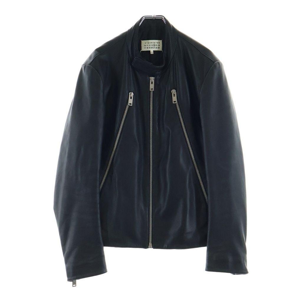 Maison Margiela (メゾンマルジェラ) 16AW 5ZIP LEATHRE RIDERS JACKET 八の字 レザー シングル ライダース ジャケット ブラック S50AM0268 SX9858