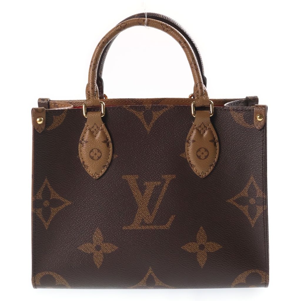 LOUIS VUITTON (ルイヴィトン) モノグラムジャイアント オンザゴーPM 2WAYハンドバッグ ショルダーバッグ ブラウン レザー M46373 ゴールド金具