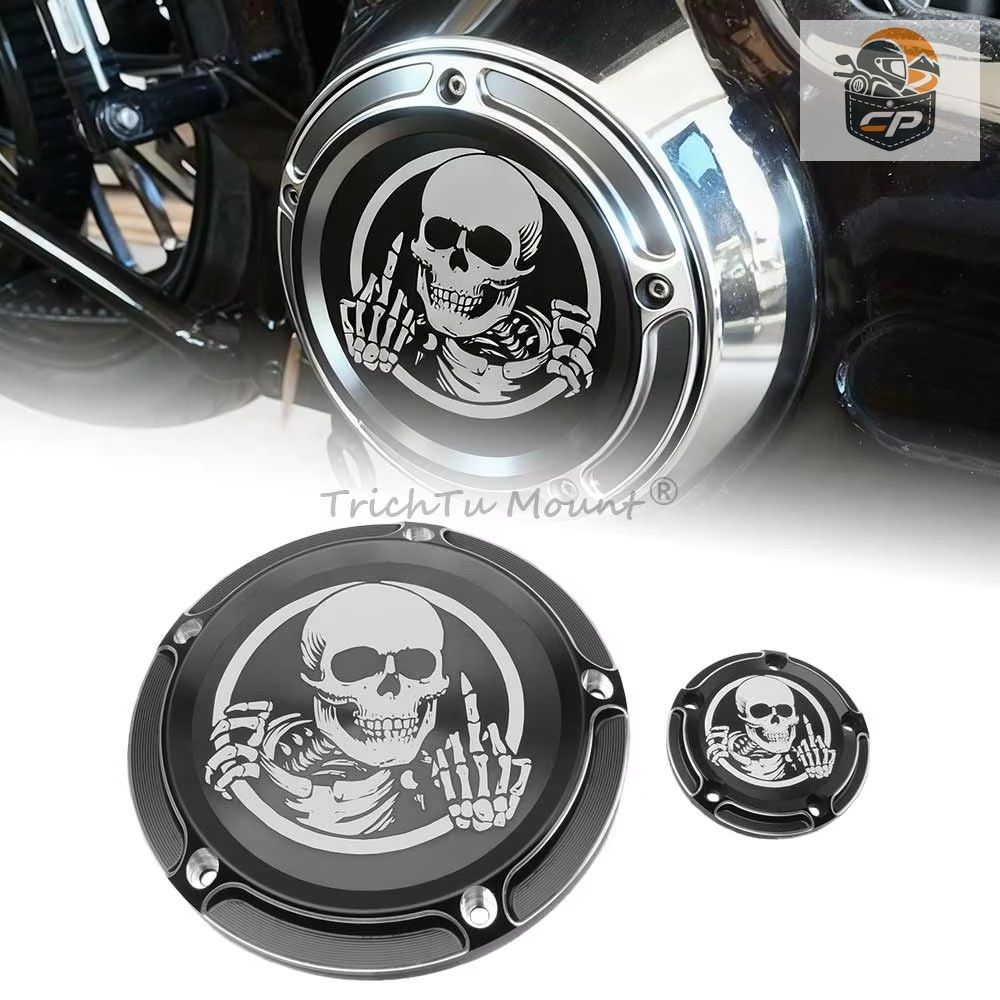 バイク ダービータイミングタイマーカバー 5穴アルミクラッチカバー ハーレーツーリングトライクモデルダイナソフテイルローライダーファッ