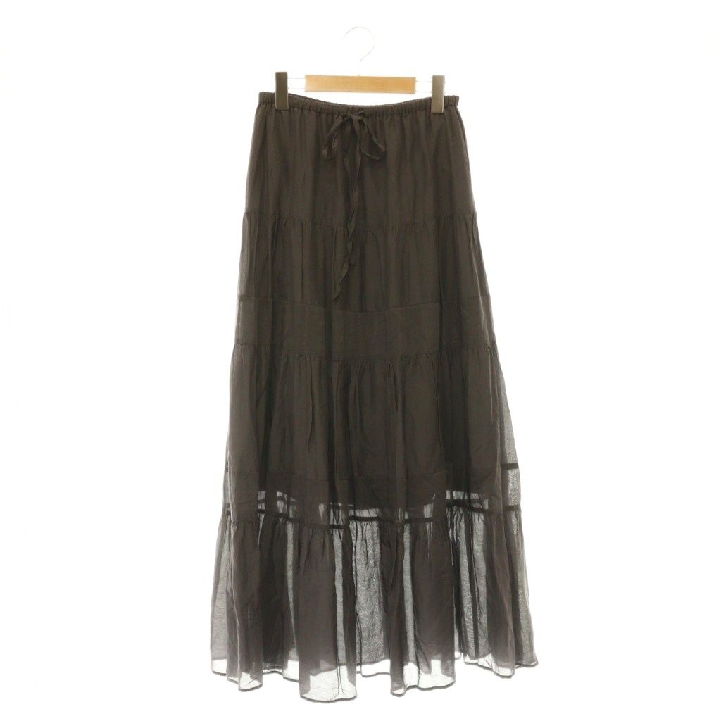 プラージュ Plage 25SS Co/Si ラインティアードスカート ロング フレア 36 グレー /MY ■OS