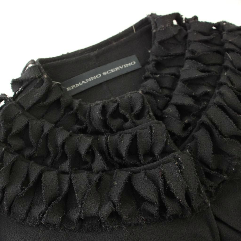 エルマノシェルビーノ ERMANNO SCERVINO ノーカラーコート フリル 44