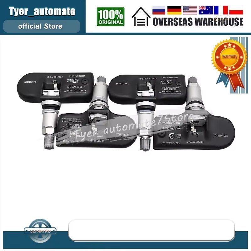 4個 Audi A3 A4 A5 Q5 S4 Volkswagen Beetle CC Golf GTI Jetta Passat R32 Tiguan 315MHz TPMSタイヤエア圧センサー 1K0907253D