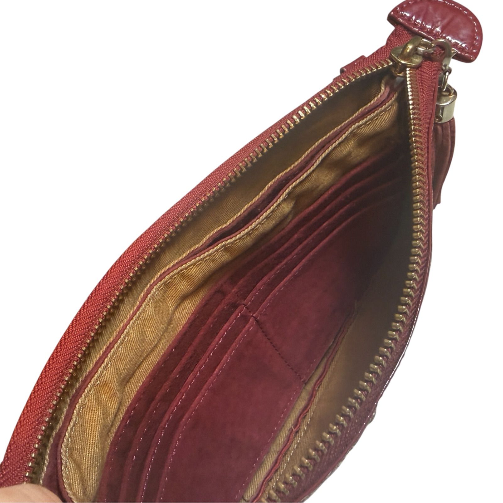 ATAO アタオ ブーブー お財布ショルダー エナメル 本革 ボルドー 2WAY 