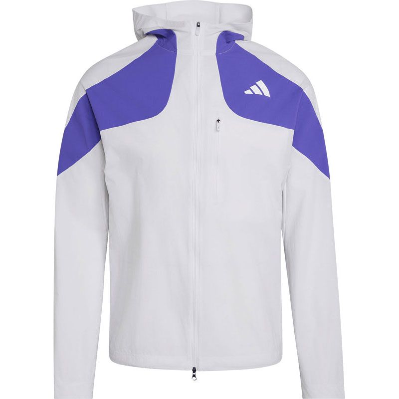 アディダス adidas アディゼロ ランニングジャケット 陸上・ランニング ウインドウェア ウインドシャツメンズ JOM27、ホワイト/ソーラーパープル 17,013円