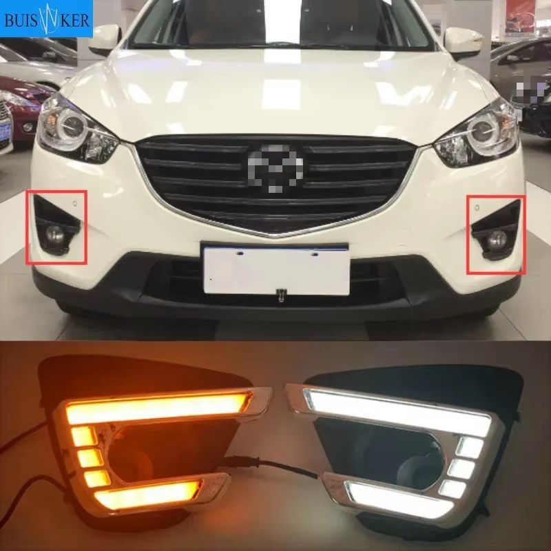 マツダ CX-5 2012 - 16 LED デイタイムランニングライト ウインカー イエロー 12V フォグランプ 1ペア