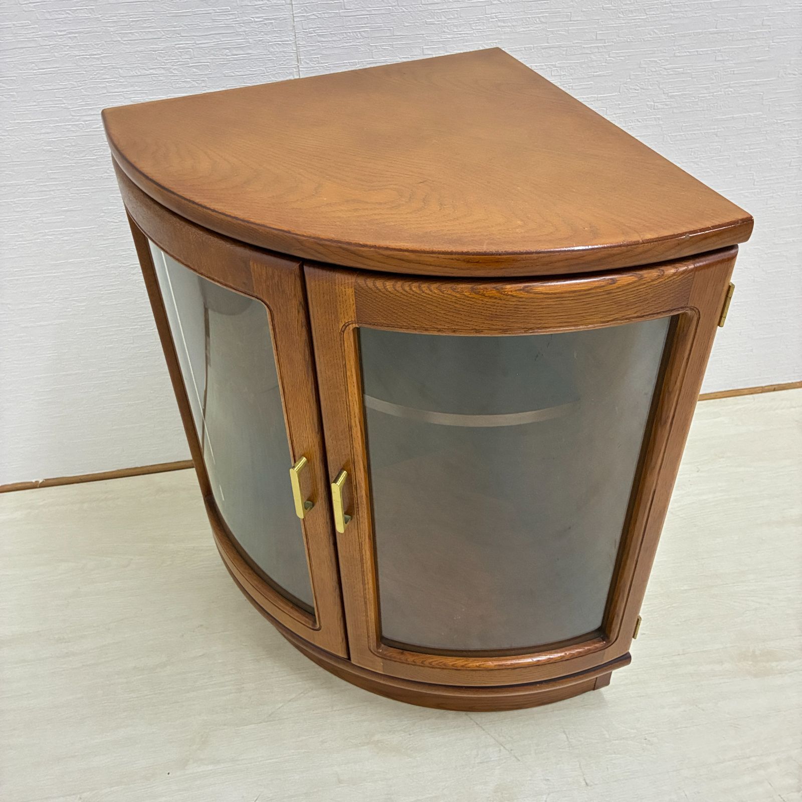 オールドカリモク】コーナーキャビネット ガラスキャビネット サイド