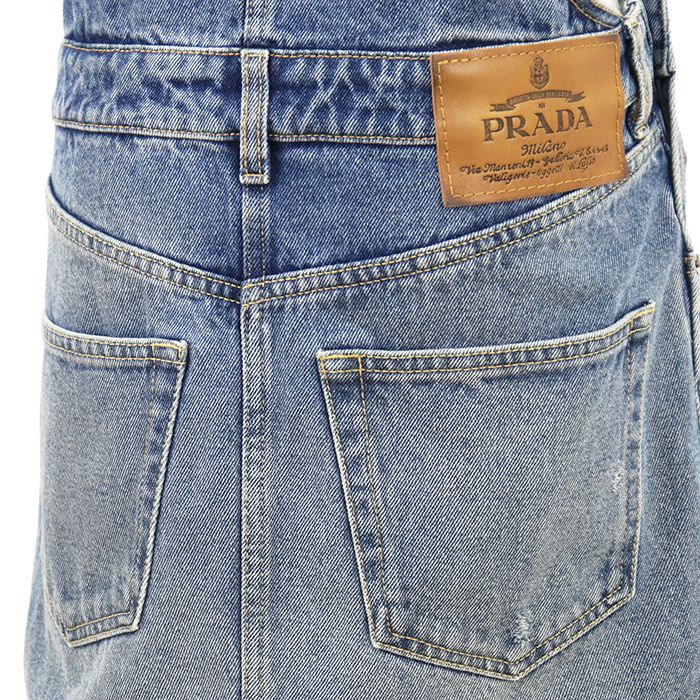 美品】PRADA プラダ デニムサロペット サイズ 36 レディース ロゴ