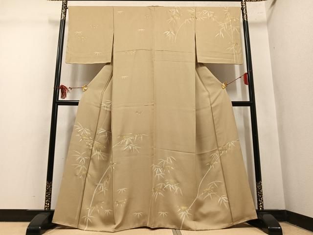 平和屋着物●訪問着　笹竹文　金彩　正絹　逸品　AABM5046ph