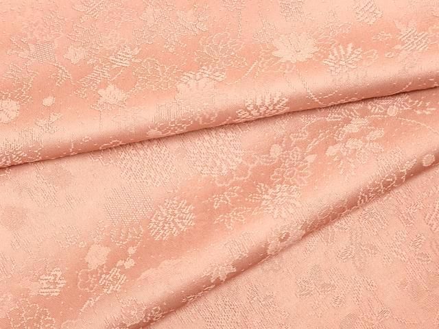 平和屋着物●上質な色無地　草花地紋　珊瑚色　正絹　逸品　DABK2063op