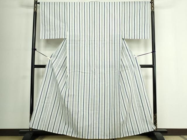 平和屋着物∴夏物　男性　浴衣　手縫い　間道　綿　逸品　DABJ4080cd