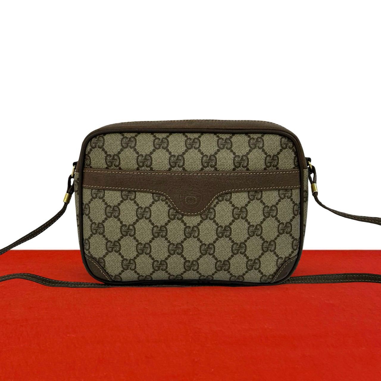 極 美品 GUCCI グッチ オールドグッチ ヴィンテージ GG ロゴ 柄 レザー