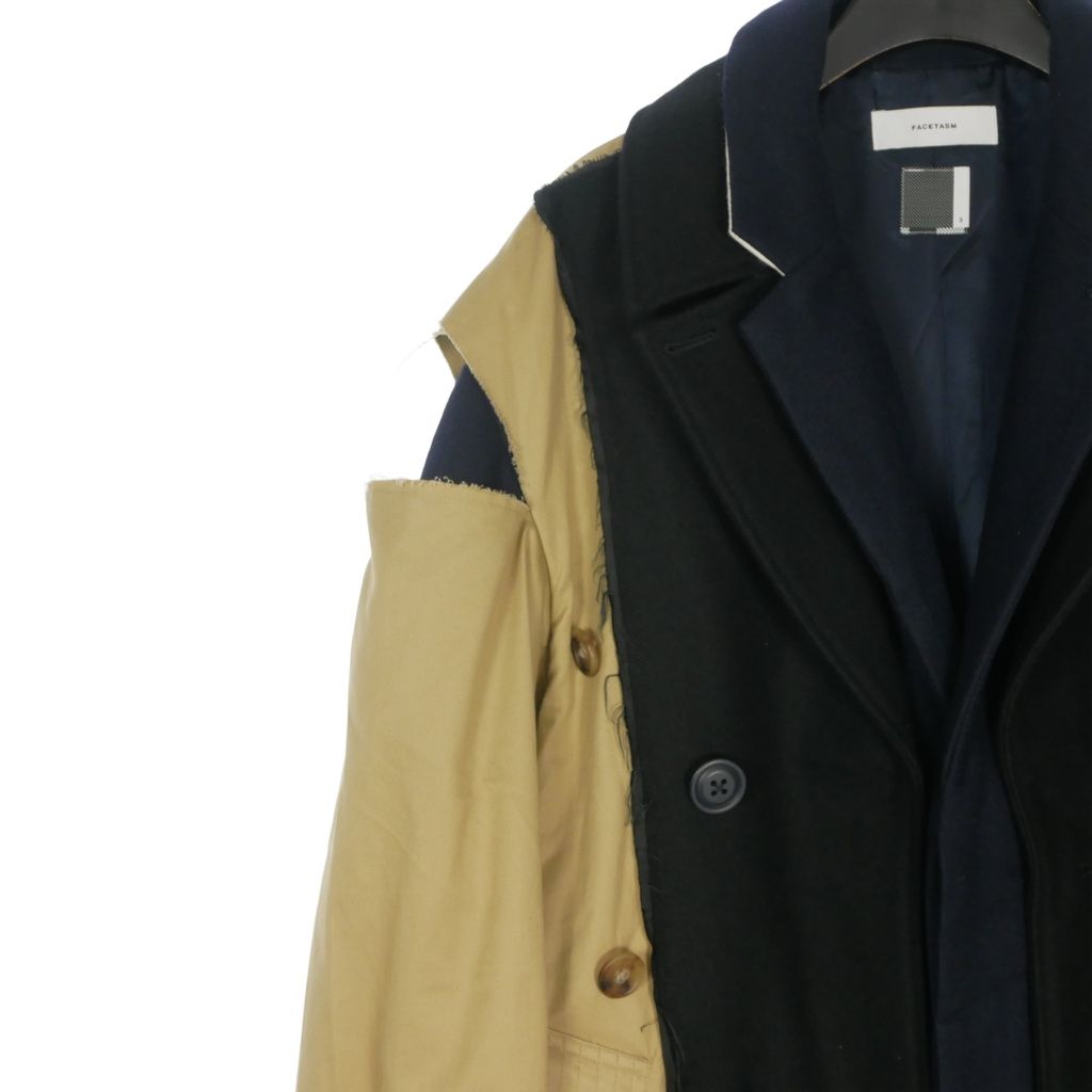 FACETASM トレンチコート ベージュ・ブラック ファセッタズム FACETASM Layered Deconstructed Trenchcoat