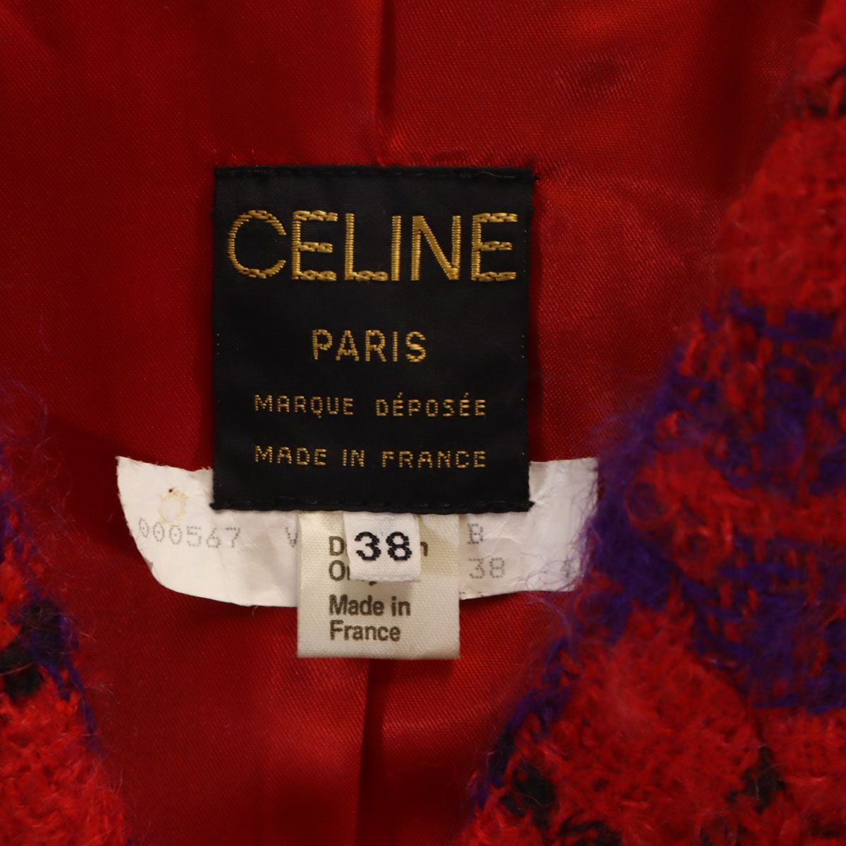 CELINE セリーヌ 80s フランス製 ヴィンテージ チェック柄 ツイード