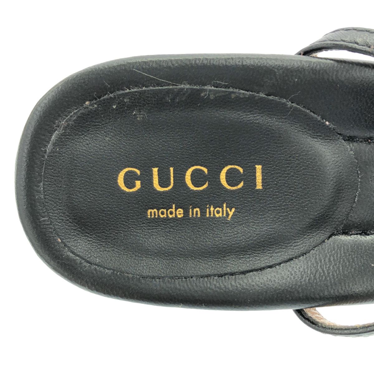 GUCCI グッチ インターロッキングレースアップヒールサンダル ブラック