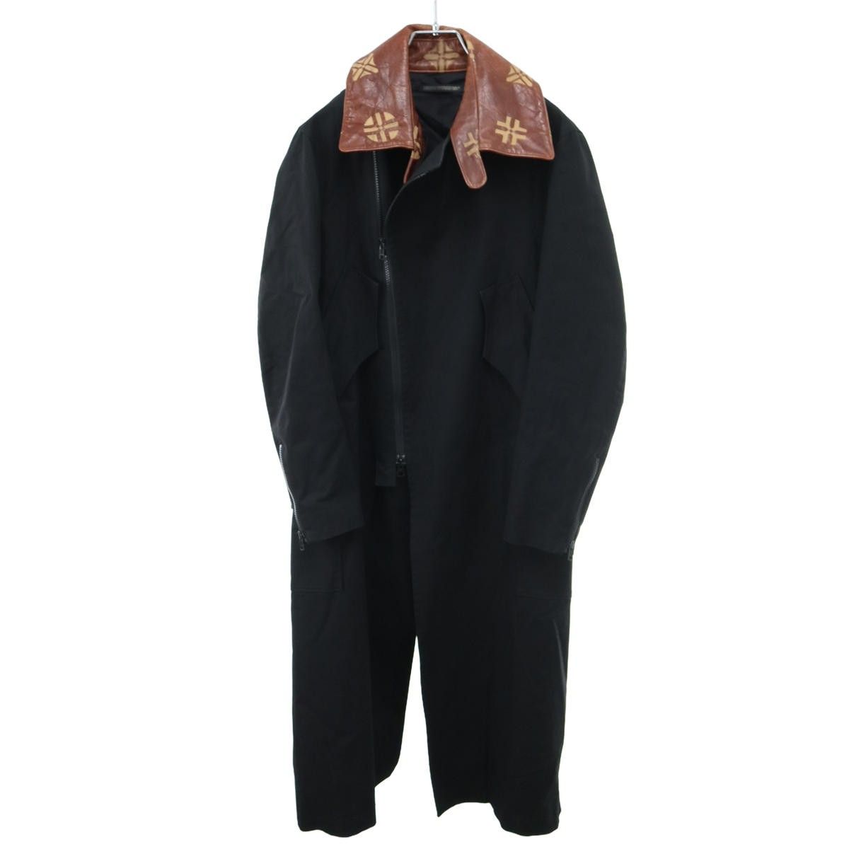 Yohji Yamamoto FEMME ヨウジヤマモト ファム 2007AW レザーカラー ジップアップコットンコート FX-C02-001 ブラック 1