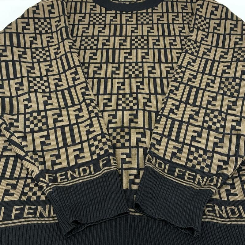 フェンディ OLD ARCHIVE ズッカ柄 FFロゴ クルーネック ニット