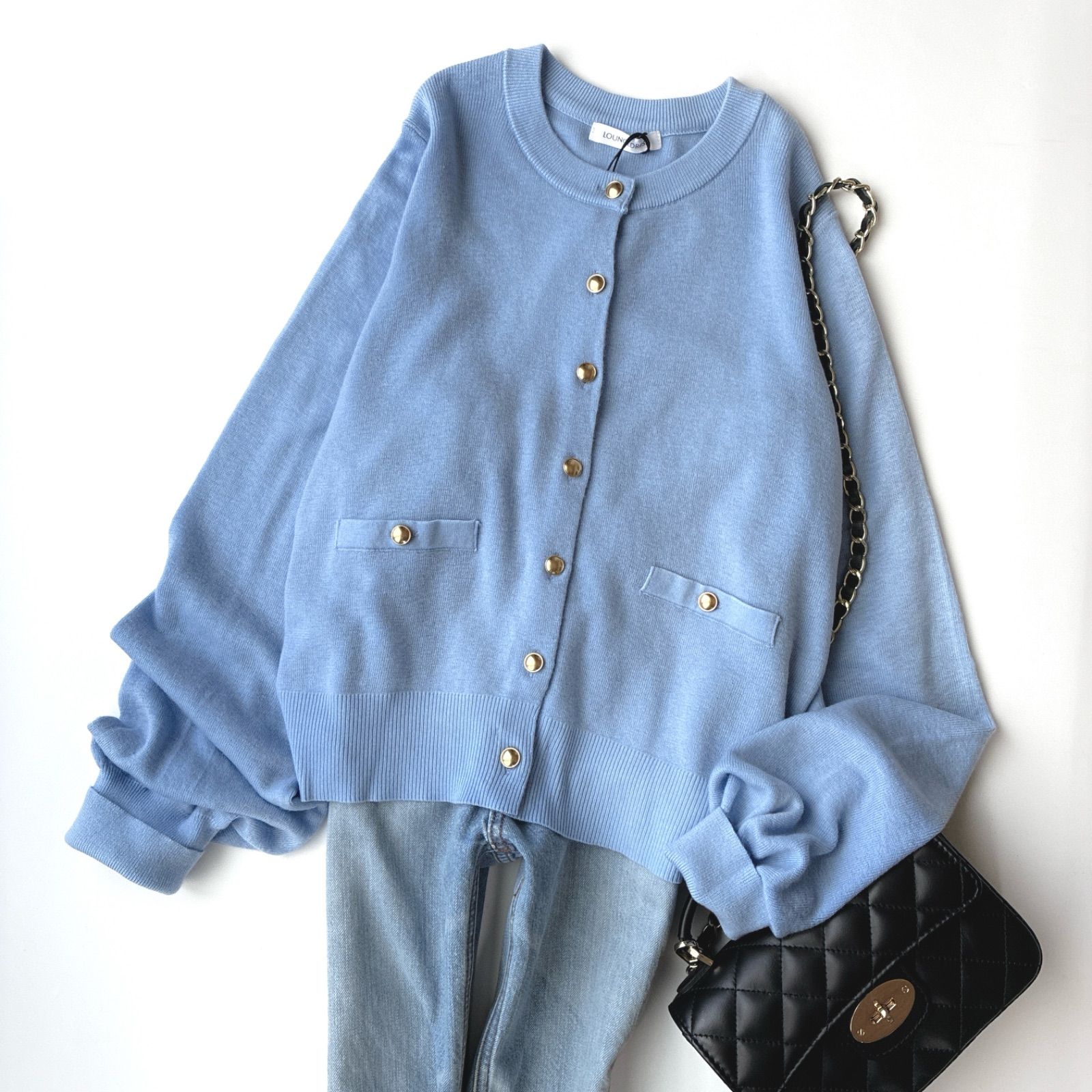 タグ付 2025年 LOUNGEDRESS ウールカシミヤニットカーディガン