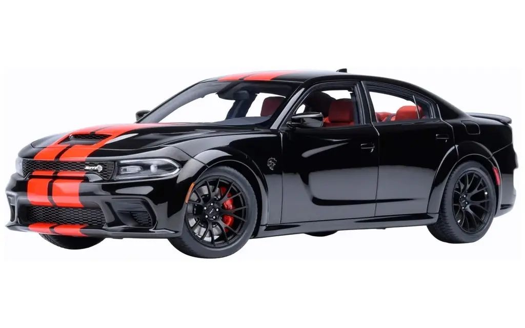 【新品】ミニカー 1/18 ダッジ チャージャー SRT ヘルキャット レッドアイ ジェイルブレイク(ブラック×オレンジ・ストライプ ＜PITCH BLACK＞) 「オートアート・コンポジットモデルシリーズ」 [71754]