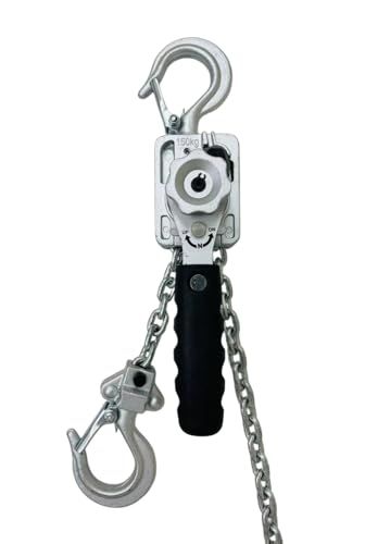 三方良し アルミ合金鋼製 レバーホイスト 0.15t チェーン1ｍ 0.15ton 150kg 銀 ラチェットホイスト 超小型 超軽量式レバーホイスト チェーンホイスト 手動式 荷締機 チェーンローラー チェーンブロック レバーブロック 荷締 48477cf6