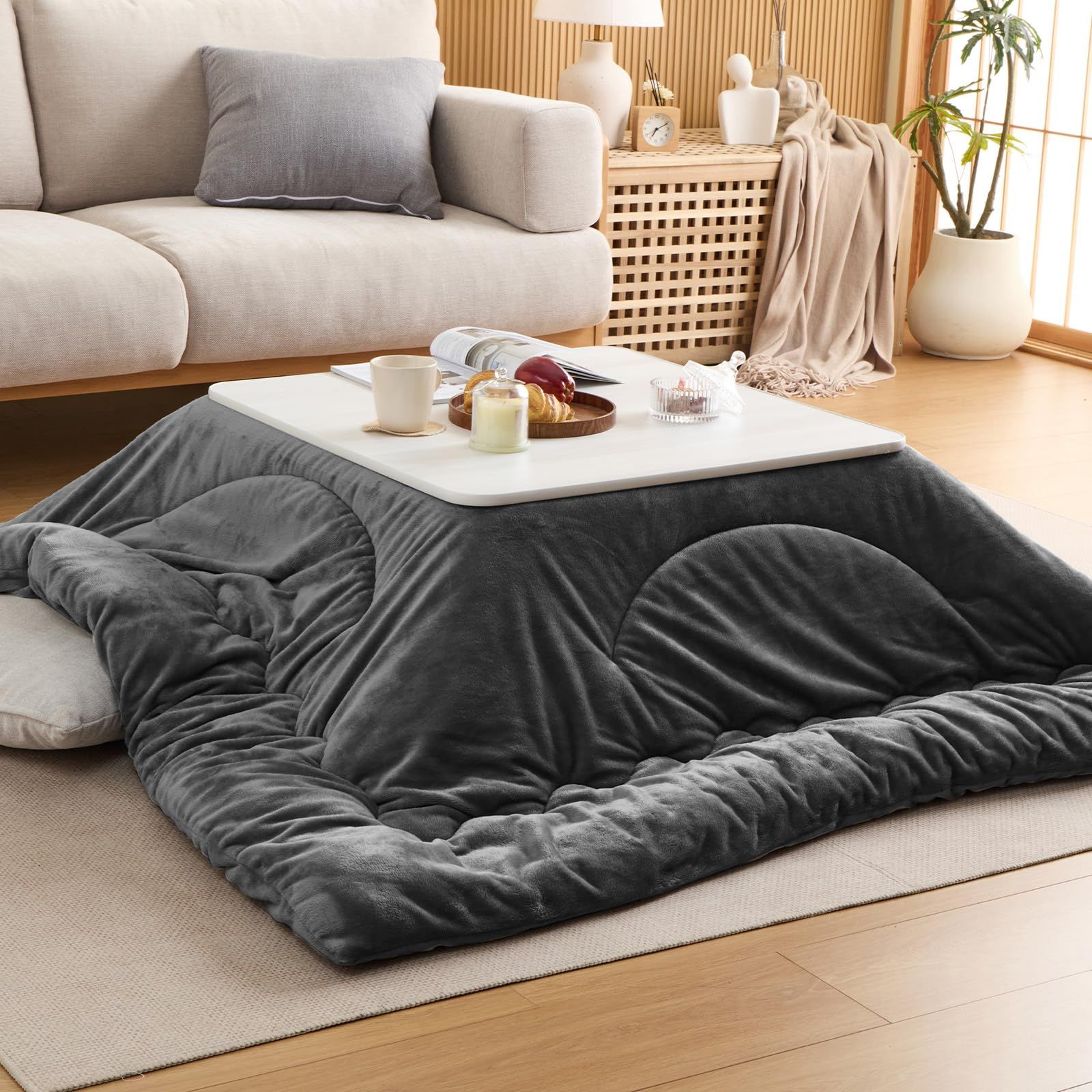 こたつ布団 正方形 190×190cm こたつ掛布団 厚手 冬用 あったか リバーシブル 単品売り 無地(ダークグレー)ym c6ef2a82