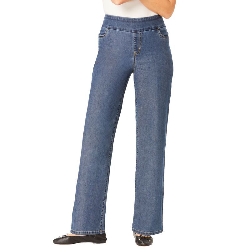 ウーマン ウィズイン レディース ボトムス デニムパンツ プラスサイズ Woman Within Plusize PullOn WideLeg Denim Jean Medium Stonewash 10,786円