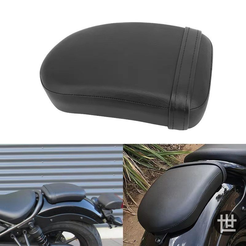 オートバイリアレザーパッセンジャーパッドシート ブラッククッション ピリオン ホンダ レブル CMX300 CMX500 2017-2026