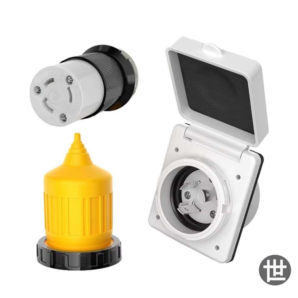 RV 30アンペア電源入力 125V電源プラグ NEMA L5-30P L5-30Rメスツイストロックコネクタ 防水カバーブーツキット