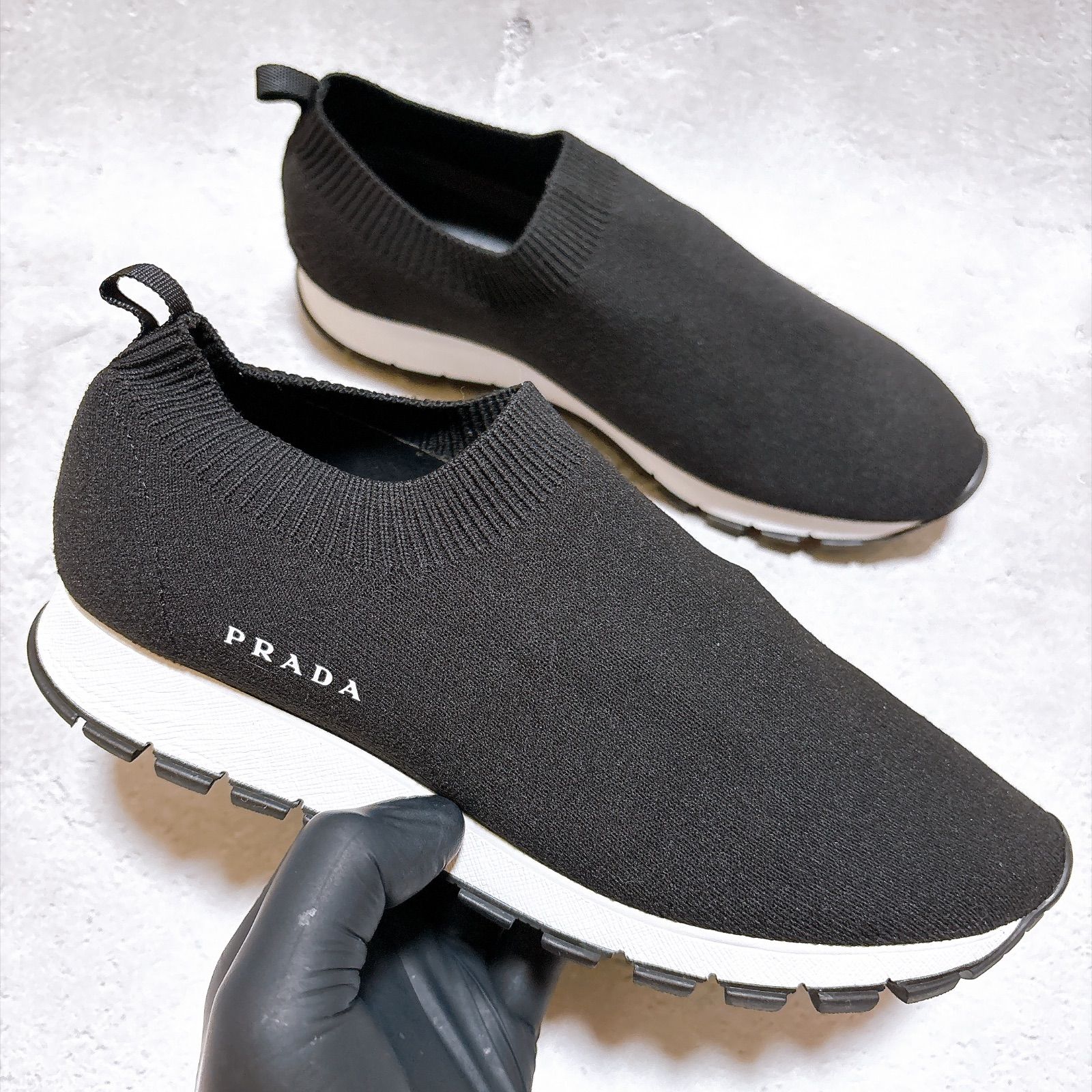 【PRADA】プラダ（23cm） ソックス スニーカー オールブラック 美品 PRADA プラダ ソックス スニーカー 23cm - メルカリ