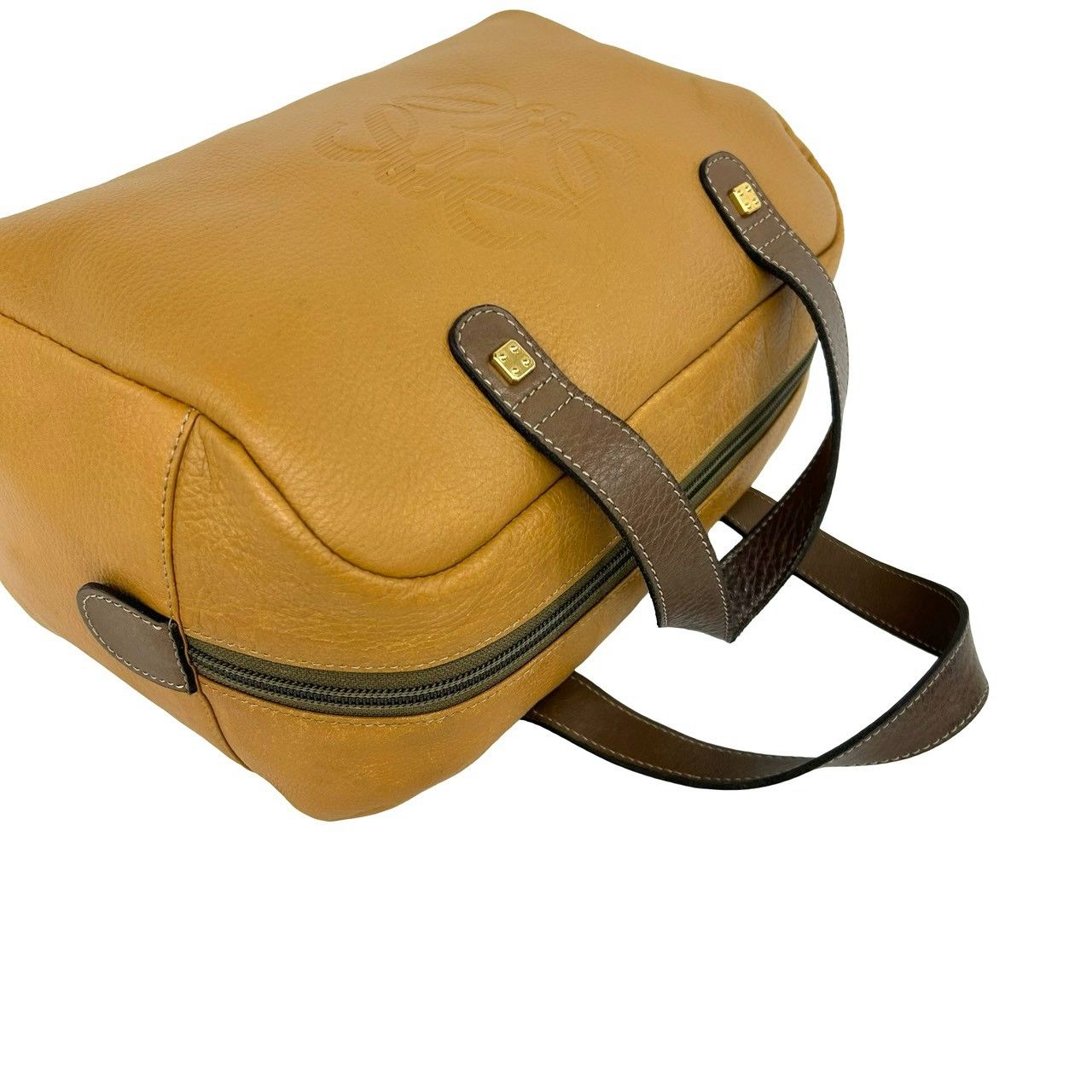 極 美品 LOEWE ロエベ アナグラム ロゴ 刻印 レザー 本革 ハンドバッグ