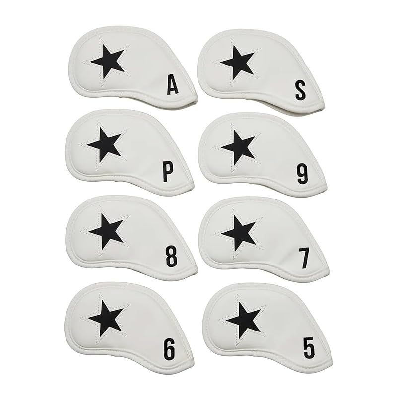 【新品】 バックスピン(BACK SPIN!) ゴルフ ヘッドカバー アイアンカバー BACK SPIN! IRON COVER 8SET WHITE×BLACK BSBF01H523