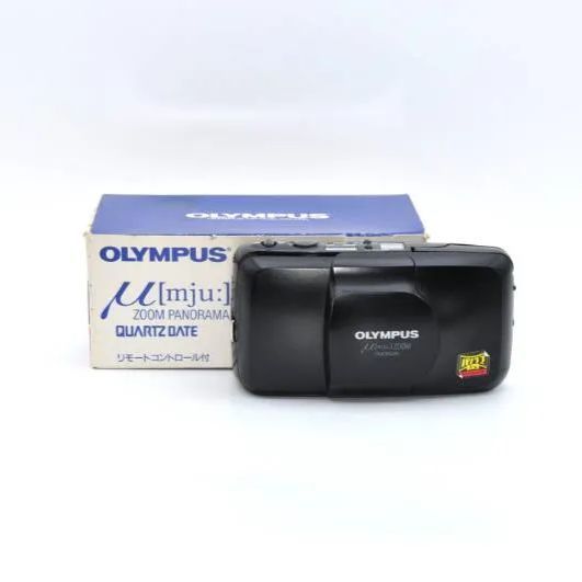 OLYMPUS μ[mju:]ZOOM PANORAMA 動作品 フラッシュOK 動作OK】OLYMPUS μ[mju:] ZOOM PANORAMA コンパクトフィルムカメラ