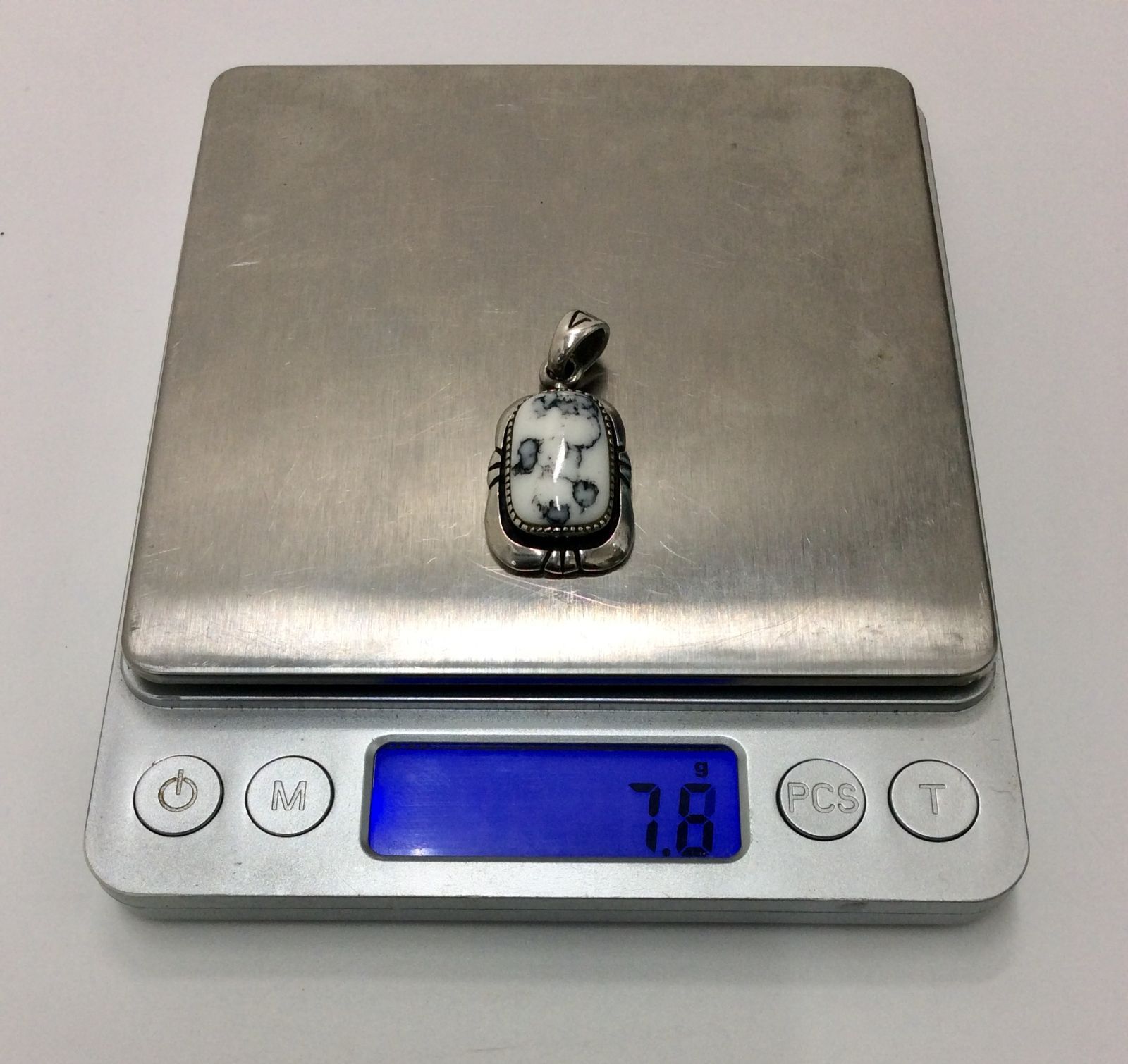 美品】SV925 ホワイトバッファロー ターコイズ ペンダントトップ 925